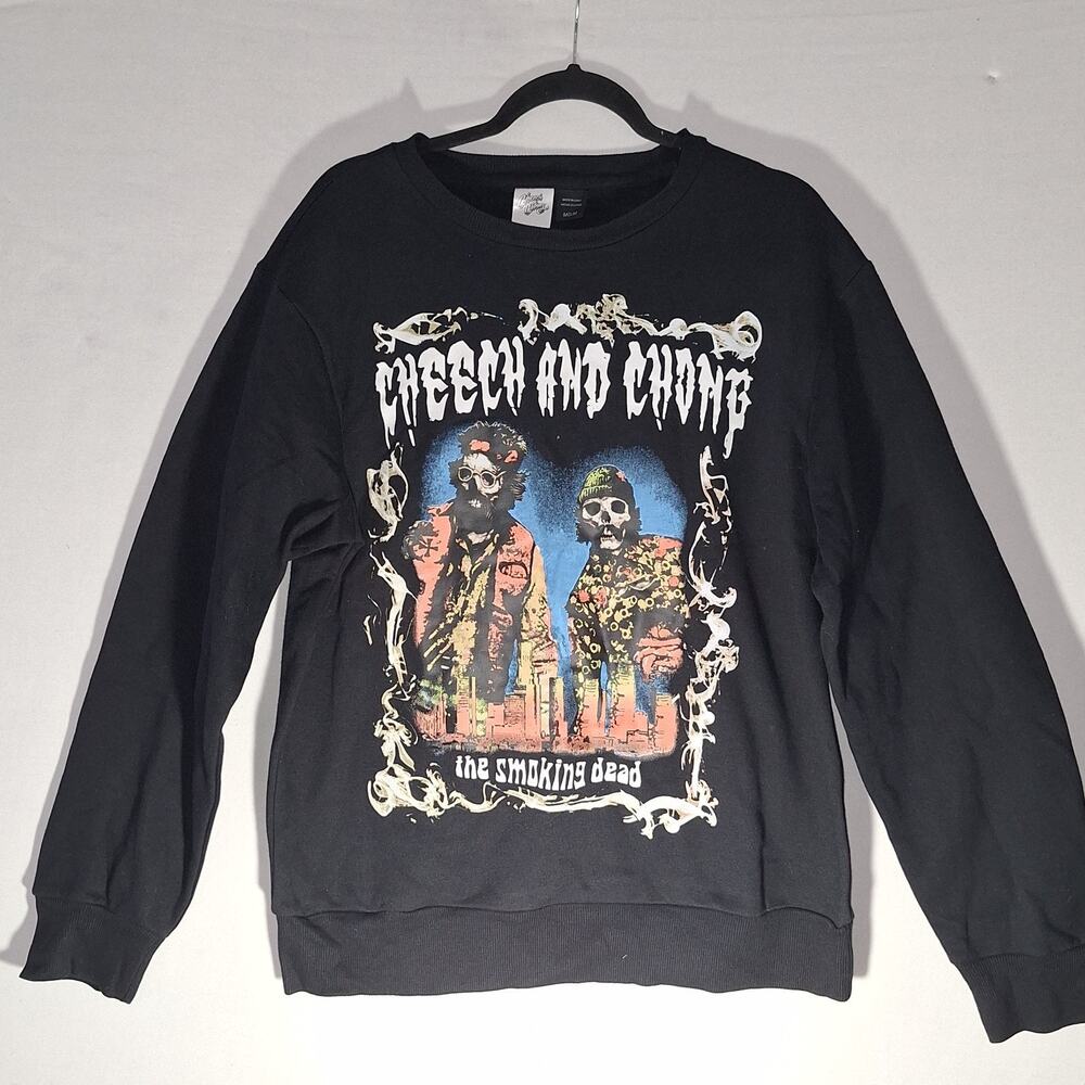 New Cheech And Chong The Smoking Dead Crew Neck Sweater Men Sz Med 420 Lifestyle